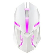 White Wired Gaming Mouse, 3-Button 1000 DPI Breathing LED Ergonomic USB Plug-and-Play for PC/Laptop