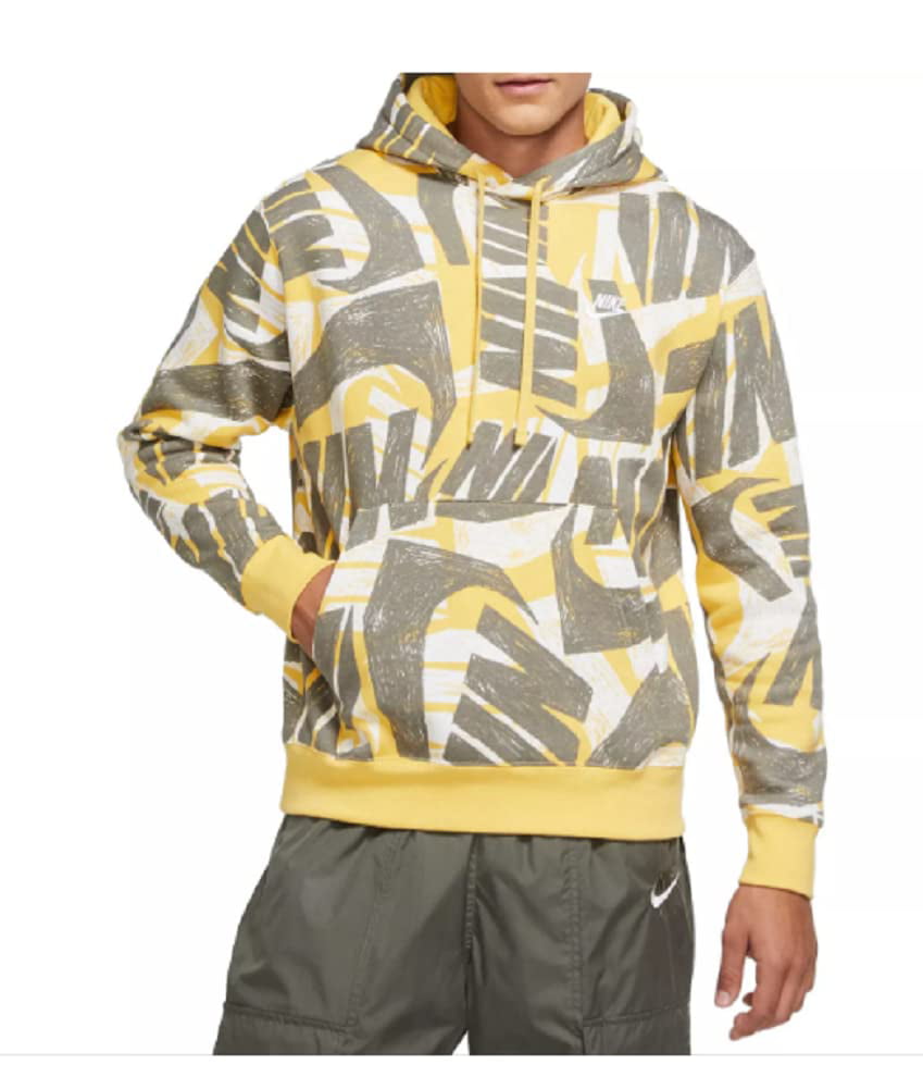 Nike Men's Sportswear Print Futura Club Hoodie (Yellow/Gray, Medium) - Walmart.com