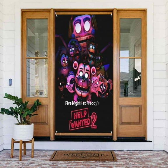 Five Nights At Freddy'S Door Cover Decorations Door Banner Porch Sign Banner For Indoor Outdoor Wall Home Party Supplies 72.8 x 35.4 Inch