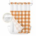 thumbnail image 2 of Orange Plaid No Hook Shower Curtain Waterproof,Bathroom Curtains with Snap in Liners and See Through Top Window,Gradient Geometric Buffalo White Checkered Hotel Bathtub Curtains Shower 72"Wx84"L, 2 of 8