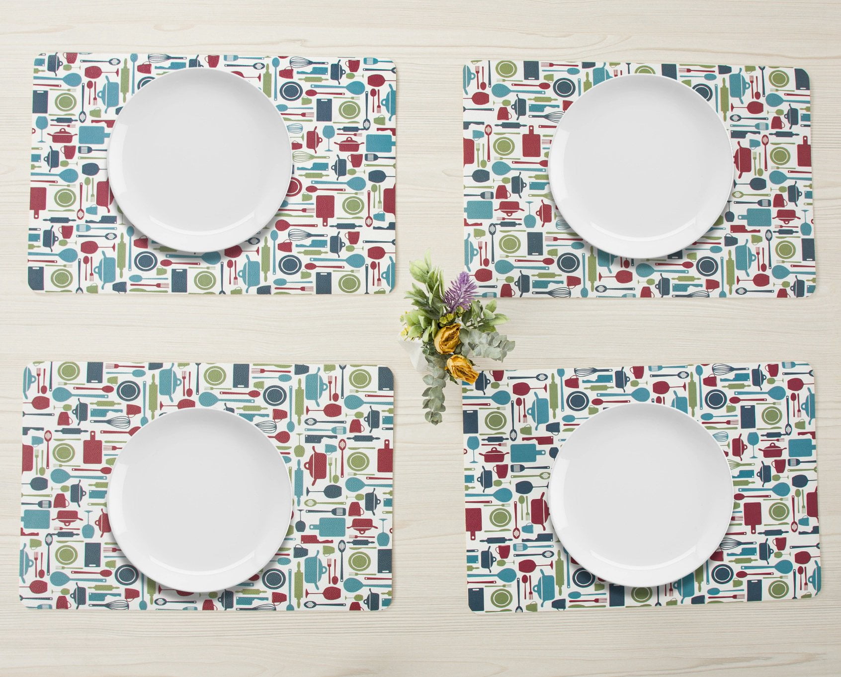 RAY STAR Placemats Set of 4, Vinyl Washable Wipeable Place Mats-12inx18in, Heat Resistant Waterproof Place Mat