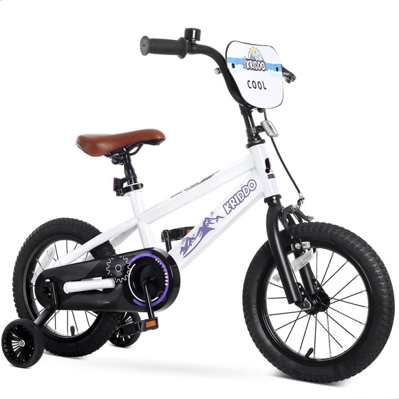 KRIDDO Vélo pour Enfants de 14 à 16 Pouces pour 3 à 8 Ans, Bicyclette pour Garçons et Filles avec Roues Stabilisatrices Amovibles, Bicyclette pour Enfants avec Frein à Main et Frein à Rétropédalage,