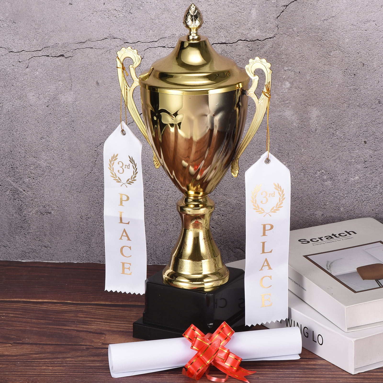 Uxcell 50Pcs Award Ribbons Prize Medal Ribbon with Event Card and Ropes for Celebrations White