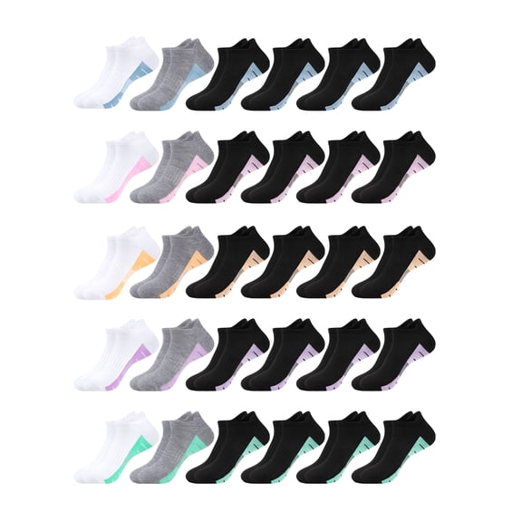 EALLCO Ankle Socks for Women 30 Pairs Athletic Cushioned Running Low Cut Socks Womens
