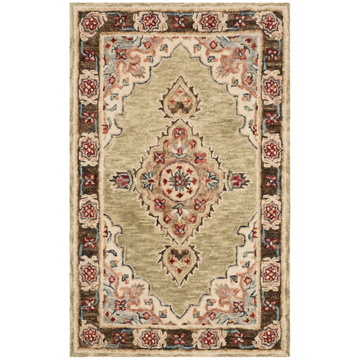 SAFAVIEH Aspen Emilija Southwestern Wool Runner Rug, Sage/Brown, 2'3" x 7'