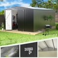 thumbnail image 3 of PABIMIA 10 x 14 ft Metal Outdoor Storage Shed with Roof, Lockable Doors for Lawn and Patio Furniture Storage, Black, 3 of 9