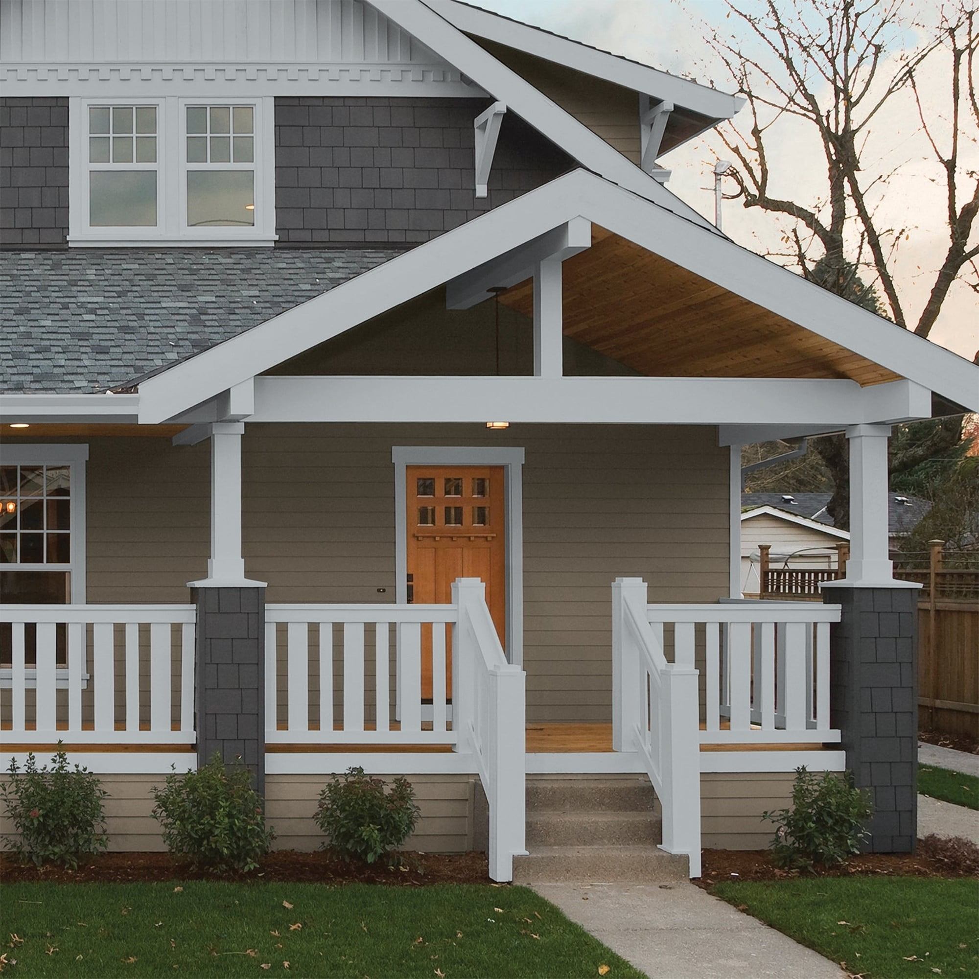 Glidden One Coat Stargazer / Gray Semi-Gloss Exterior Paint with Primer, 1 Gallon