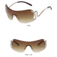 thumbnail image 4 of Gafas de sol sin montura de gran tamaño UV400 (marco doble té) Plata 1Pc, 4 of 5