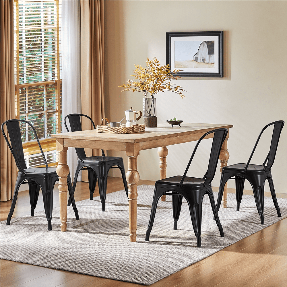 Alden Design Dining Chair, Set of 4, Black