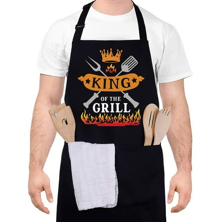 

HEQUSIGNS Funny Grilling Aprons for Men BBQ Grilling Apron King of the Grill Chef Apron with 2 Pockets Adjustable Neck Strap Kitchen Cooking Apron for Home Kitchen Husband Dad Gifts(Grill King)