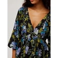 thumbnail image 5 of Caoirhny Women's Summer A-Line Dress 3/4 Sleeve Deep V Neck Floral Print Dress Casual Tie Back Dress, 5 of 6