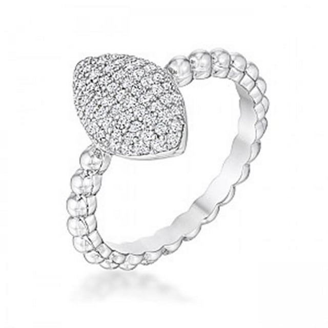 J Goodin R08561R-C01-07 0.3ct Beautiful Oval-Designed Rhodium Ring with Clear Cubic Zirconia, Size 7
