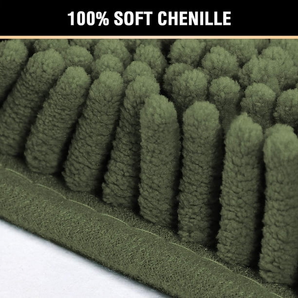 1pc Luxury Loden Color Shaggy Bath Mat - Soft Chenille Plush Rug for Non-Slip Bathroom, Bedroom, and Living Room - Washable Microfiber Rug with Soft Texture