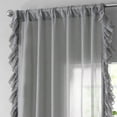 thumbnail image 3 of Nickel Faux Linen Ruffle Sheer Curtain (1 Panel), Nickel, 50W X 96L, 3 of 6
