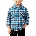 thumbnail image 2 of Falkdiz Plaid Shirts for Boys Back to School Cute Button Up Casual Long Sleeve Collar Boys Tops Trendy,Blue,Size: 2-3, 2 of 8