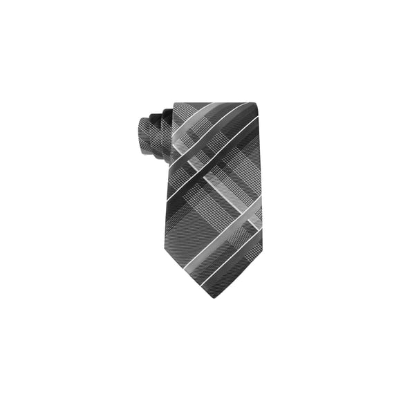Geoffrey Beene Mens Fearless Plaid Self-tied Necktie, Black, Classic (57 To 59 in.)