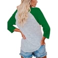 thumbnail image 2 of Qarigey Camiseta de manga 3/4 para mujer, blusas de verano con estampado gráfico de letras informales, atuendos superiores para niñas, negro, S Prendas para la parte del cuerpo Verde S, 2 of 6