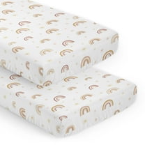 Sweet Jojo Designs Boho Rainbow Pink Yellow and Tan Fitted Crib Sheets 2 Piece Set