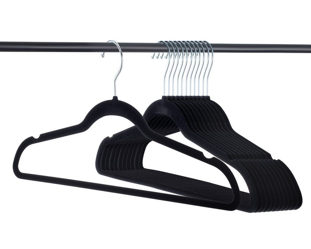 Standard Plastic Shirt Hangers Space Saving 50 Pack Black 