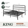 thumbnail image 4 of Amolife King Bed Frame, Metal Platform Bed with Vintage Curved Iron-Art Headboard, Easy Assembly, Black, 4 of 7