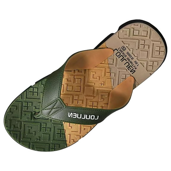 PEASKJP foreign Trade Flip Flops for Men Beach Slippers for Men Summer Non Slip External Wearing with Toe Mens Outdoor Sandals (Green, 8.5)