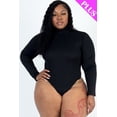 thumbnail image 4 of Turtle Neck Long Sleeve Bodysuit in Plus Size Ribbed Fabric, 4 of 11