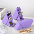 thumbnail image 4 of Roiihwy Standing Aesthetic Triangular Design Pencil Case Pouch, Portable Pen Bag Holder Wide with Drawer(Purple), 4 of 6
