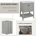 thumbnail image 5 of Euroco 24" Modern Sleek Bathroom Vanity with Elegant Ceramic Sink, Solid Wood Frame, and Open Style Shelf, 5 of 9