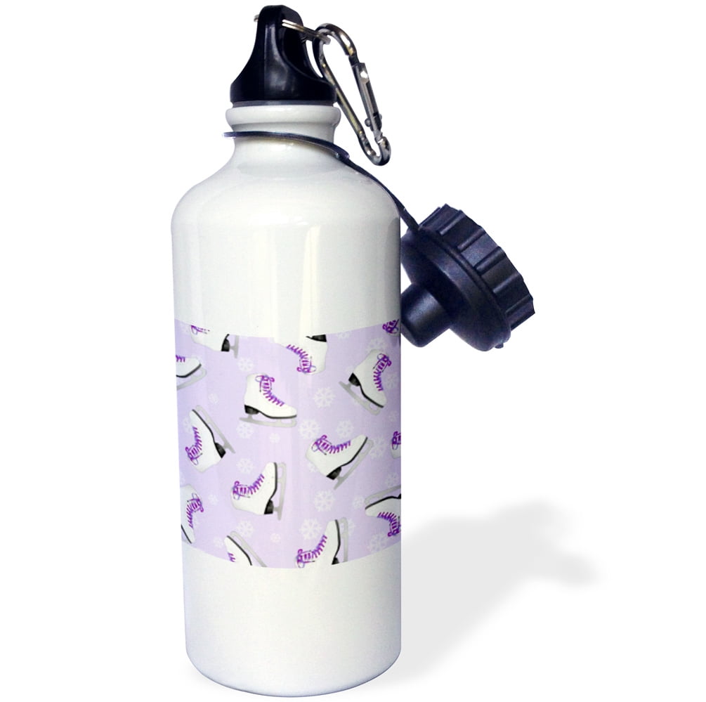 3dRose Figure Skating Skate and Snowflake Print Pale Purple, Sports Water Bottle, 21oz by Supplier Generic