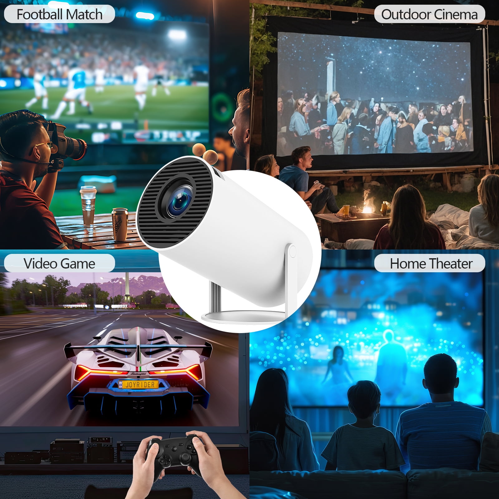 Mini Projector with Bluetooth and WiFi 6, 4K 1080P Support Portable Home Theater Projector for  Laptop, PC, Smartphone