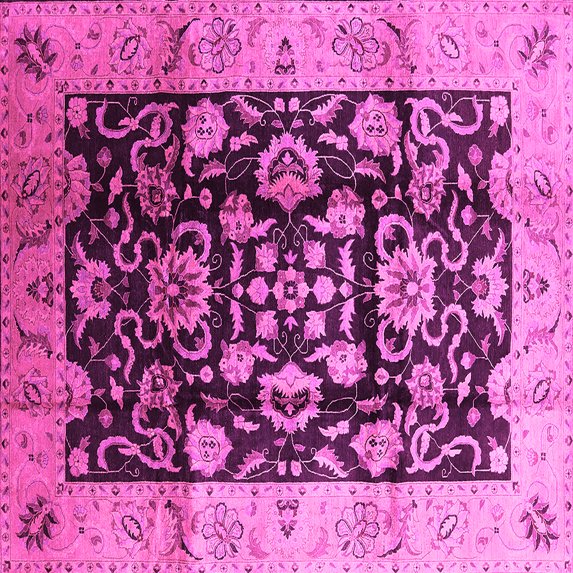 Ahgly Company Indoor Square Oriental Pink Traditional Area Rugs, 3' Square