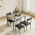thumbnail image 4 of 5-Piece Dining Table Set for 4, Wood Rectangular Kitchen Table with 4 Upholstered Chairs for Kitchen Room and Small Spaces, Gray, 4 of 9