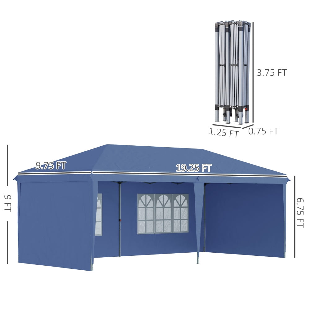 10' x 20' Pop Up Canopy Tent: Heavy-Duty Instant Gazebo with 4 Sidewalls. Ideal for Outdoor Parties, Garden Events, and Patios. Includes Carry Bag for Easy Transport (Blue).