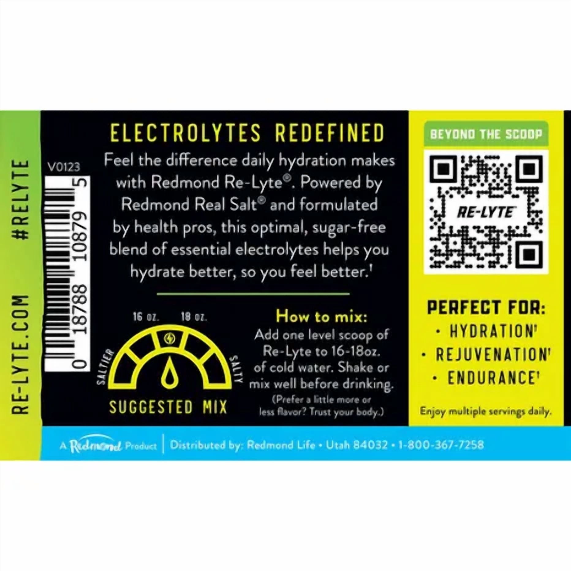 REDMOND Re-Lyte Electrolyte Drink Mix Lemon Lime, 30 serving SMALL 6.88oz jar