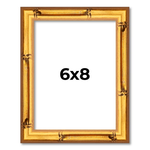 6x8 Frame Gold Bamboo Picture Frame - Complete Modern Photo Frame Includes UV Acrylic Shatter Guard