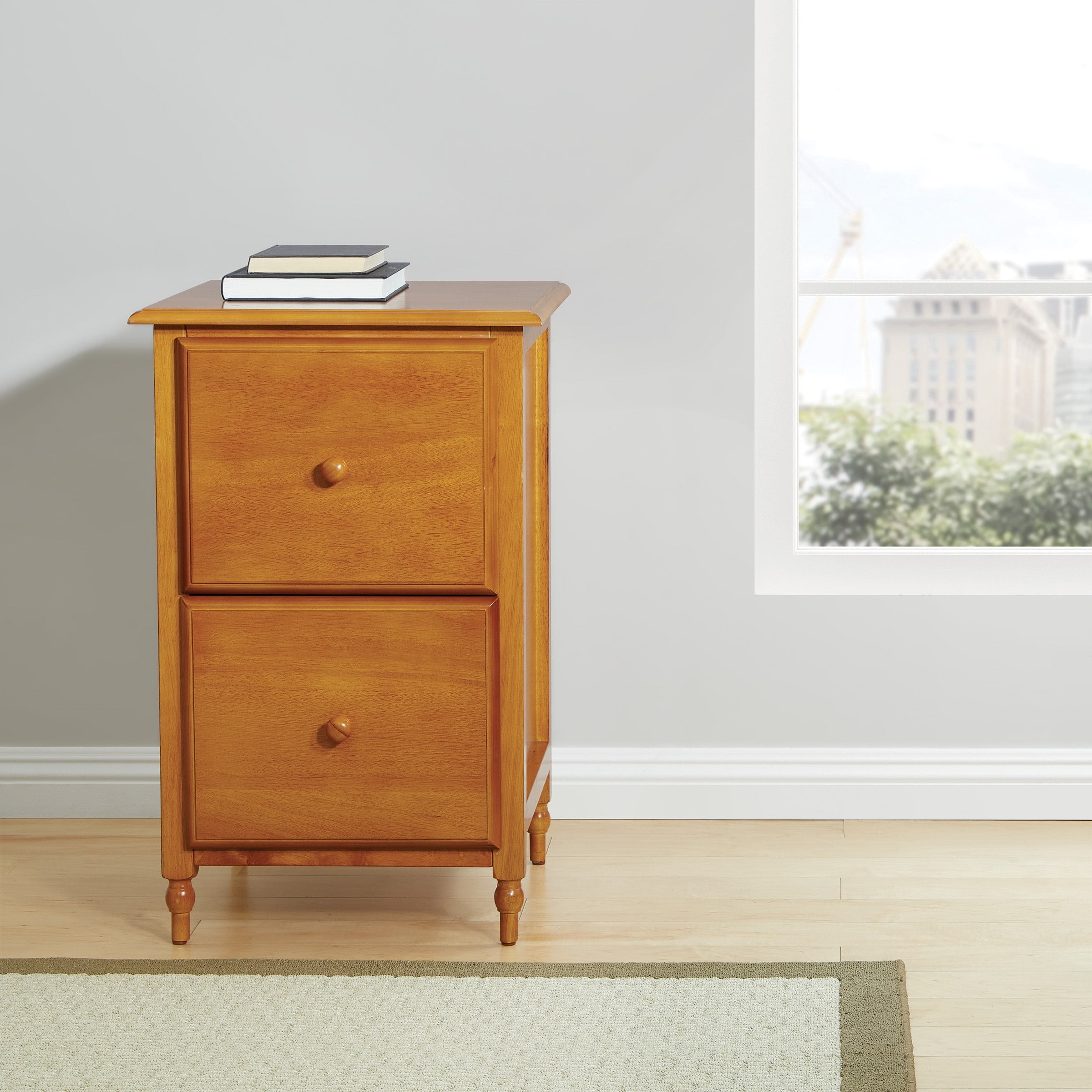 OSP Home Furnishings Knob Hill File Cabinet in Antique Cherry Finish