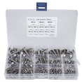 thumbnail image 1 of Domqga Vis à Tête Plate, Accessoire de Matériel, 180 Pcs M3 M4 M5 M6 Acier Inoxydable Vis à Tête Plate Auto-Tappantes Assortiment pour Multi-Usages, 1 of 10