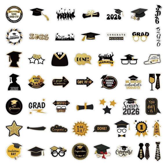 Class of 2026 Graduation Stickers 50PCS, Game Cartoon Character Vinyl Waterproof Decals for Laptop Water Bottle Car Motorcycle Luggage Skateboard DIY Scrapbook Decoration Party Favor Gift
