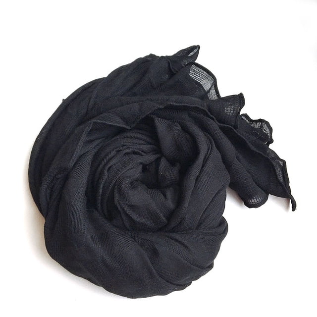 Bufandas de algodón para mujer Lady Light Soft Fashion Solid Bufanda Wrap Chal, algodón y lino, negro, una pieza
