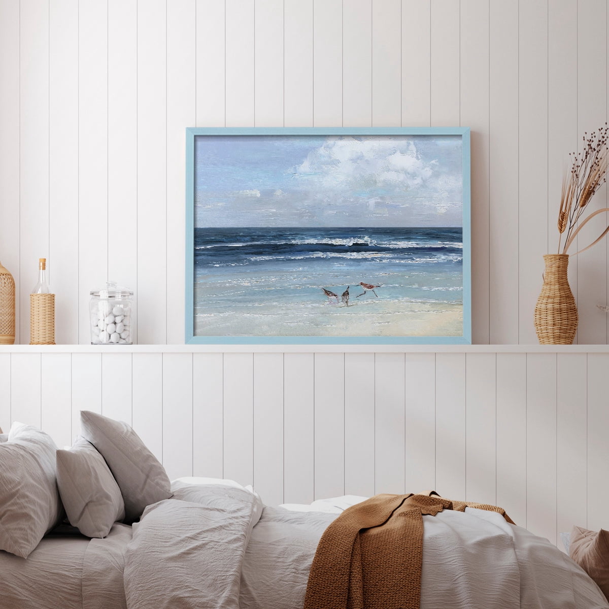 Beach Trio by Sally Swatland - Restickable Framed Giclée Print