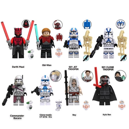 8 Pcs Star War Action Figures Building Blocks Toys Set, Collectible 1.77 Inchs Darth Maul 501 Clone Medic Trooper Minifigures Building Kits Awesome Gift for Kids Fans of StarWar Building Toys
