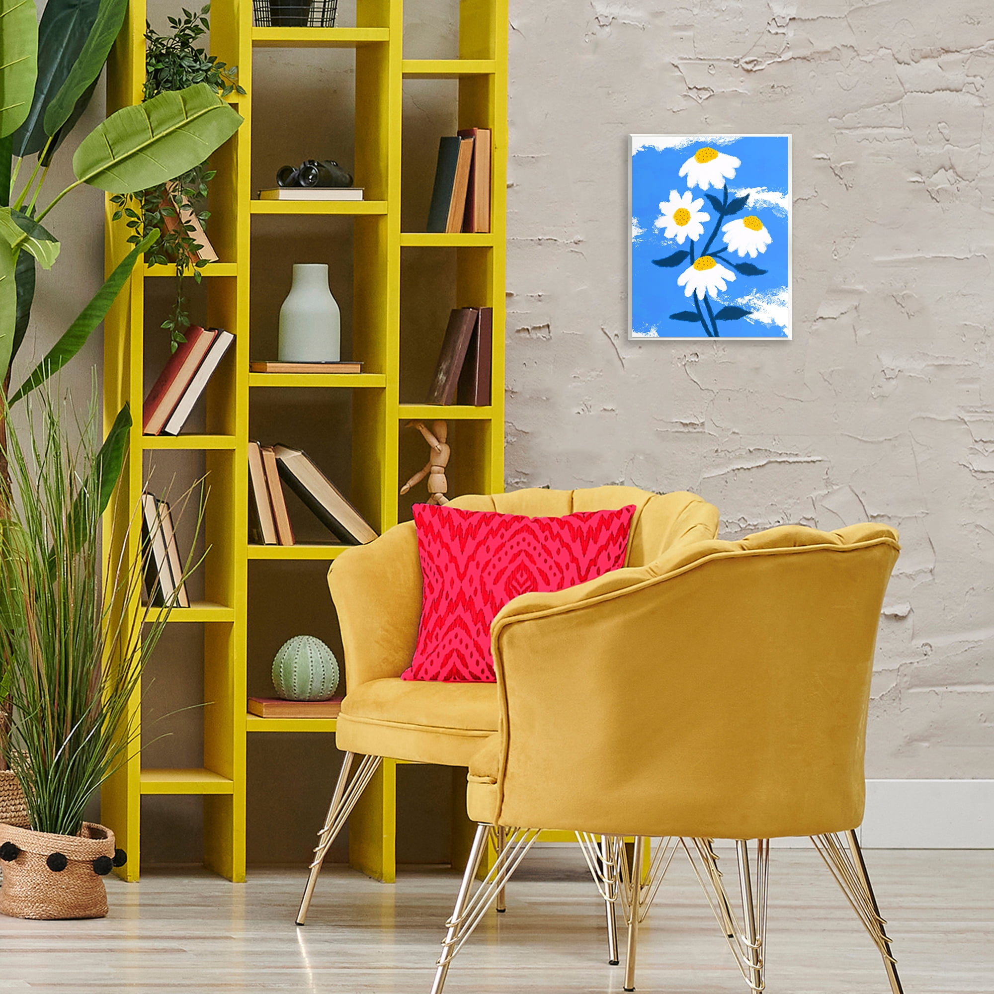 Stupell Industries Daisy Bloom with Clouds Plants & Flowers Painting Unframed Art Print Wall Art, 11 x 14