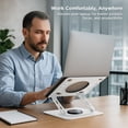 thumbnail image 3 of Swivel Laptop Stand for Desk – Adjustable Laptop Riser with 360° Rotation, Height & Tilt, Vented Metal Cooling Panel, Portable Folding Stand (White), 3 of 10