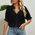 thumbnail image 2 of IROINNID Women's V-Neck Versatile Comfy Solid Color Chiffon Lace Short Sleeve Top Under 10$, 2 of 7