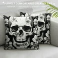 thumbnail image 3 of JEUXUS  Throw Pillow Covers Black and White Skull Flowers Gothic Design Square Pillowcase for Home Decor Sofa Car Bedroom Pillow case 18x18inch, 3 of 5