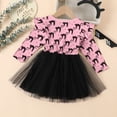 thumbnail image 5 of Girls Halloween Black Cat Print Long Sleeve Ruffle Mesh Tutu Dress, Kids Cartoon Cosplay Party Dress for Holiday Performance Party(Pink1,2-3 Years), 5 of 8