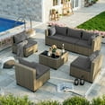 thumbnail image 7 of POTEBAN Patio Furniture Set, 7-Piece Outdoor Sectional All-Weather Wicker Patio Conversation Set for Backyard (Gray Cushions with Gray Rattan), 7 of 7
