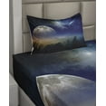thumbnail image 2 of Ambesonne Outer Space Fitted & Top Sheet Set with Sham, Clouds Full Moon, Blue Yellow, 2 of 4