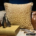 thumbnail image 3 of The HomeCentric Cushion Cover, Decorative Throw Pillows Cover, 24"x 24" Animal Print Theme Velvet Pillow Covers, Square Throw Pillows Cover, Gold Pillow Covers Pack of 2, 24x24 inch (60x60 cm) - Roar, 3 of 10