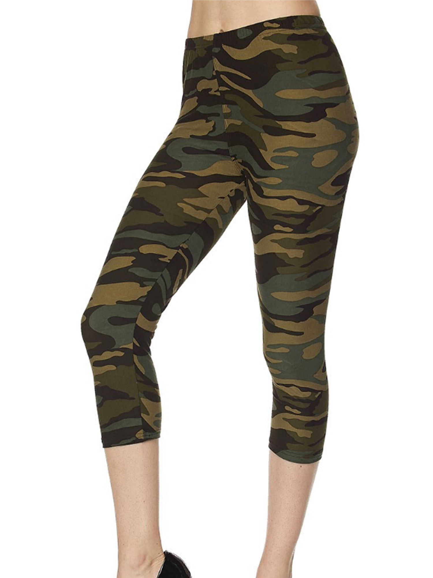 Women's Camouflage Print Camo Ymmy Brushed Capri Leggings For Yoga and ...
